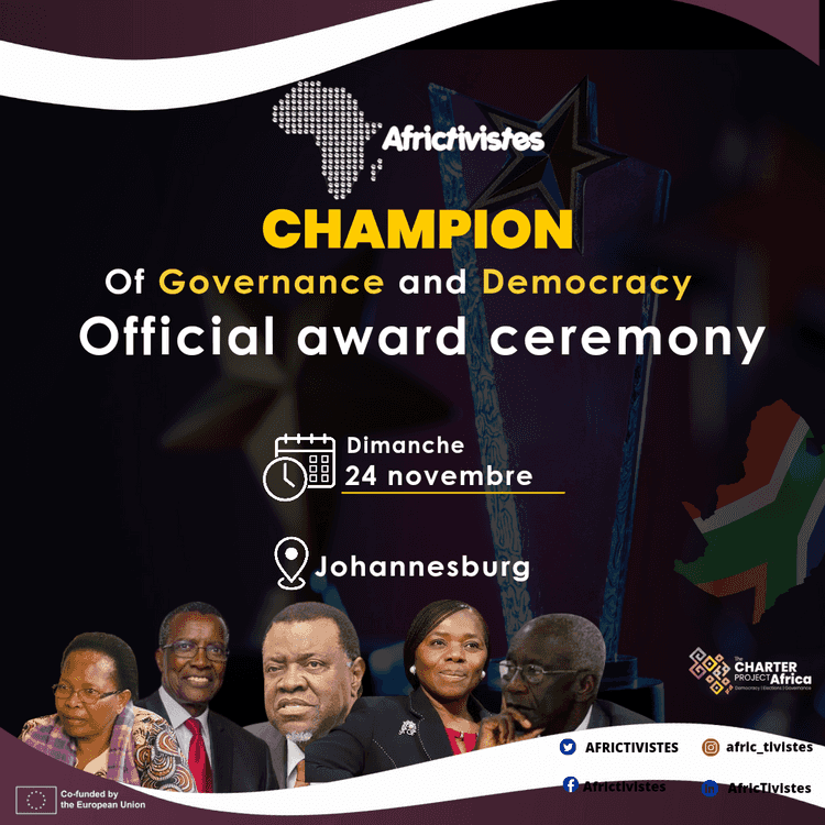 AfricTivistes presents Governance, Democracy Champion award on 24 November